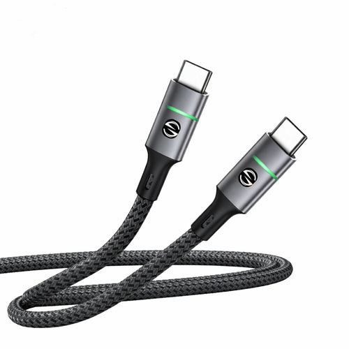 Premium Braided USB Type-C Fast Charging Cable with LED Indicator (Black, 1 Meter)