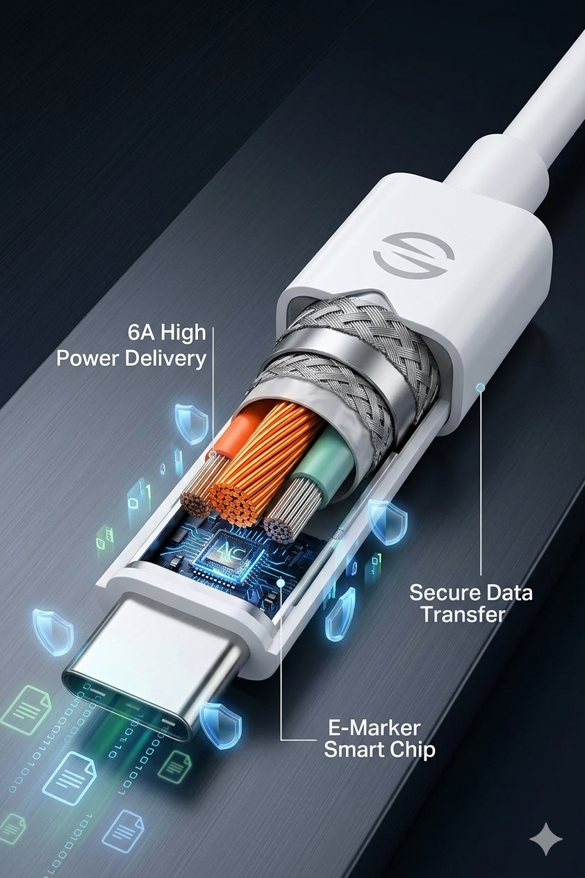 120W Fast Charging USB A to Type C Cable, High Speed Data Transfer USB C Charger Cable for Smartphones, Tablets, Power Banks – Durable Tangle Free Charging Cord